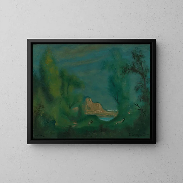 Nymphe endormie - Louis Michel Eilshemius — cuadro enmarcado en la pared