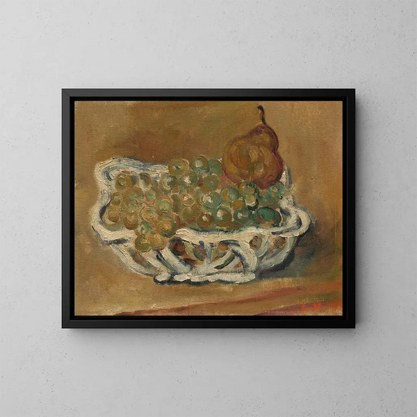 Cesta de porcelana con uvas y pera - Louis Valtat — cuadro enmarcado en la pared