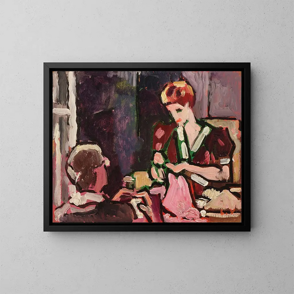 Joven mujer cosiendo - Louis Valtat — cuadro enmarcado en la pared