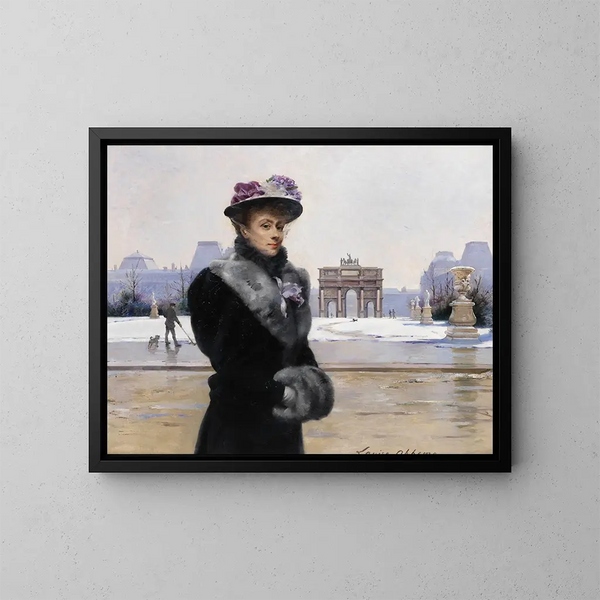 Paseo de invierno en París - Louise Abbema — cuadro enmarcado en la pared