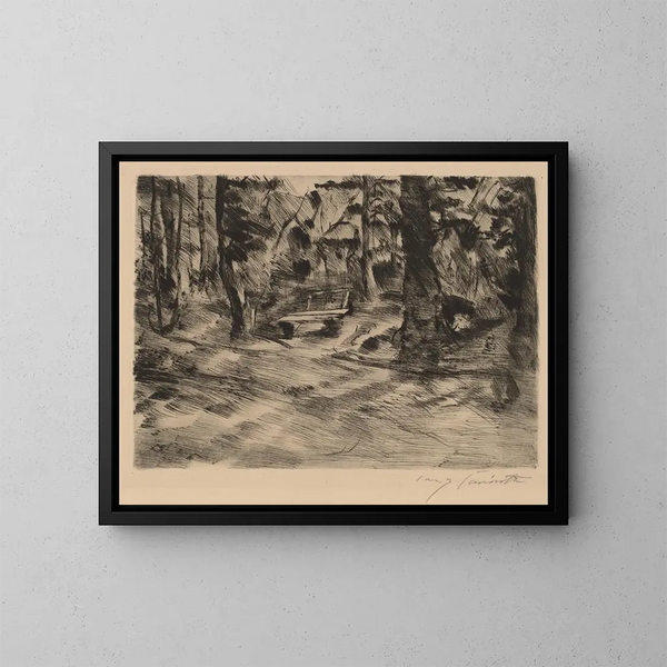 Banc dans les bois II - Lovis Corinth — cuadro enmarcado en la pared