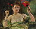 de Hija con un abanico y claveles - Lovis Corinth — vista de la obra
