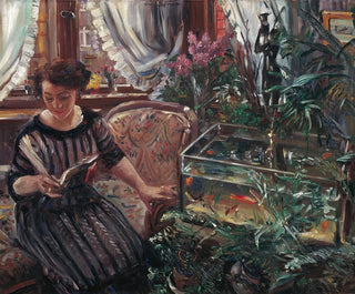 Lovis Corinth - Lady at the goldfish basin.webp