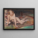 Nu acostada de joven rubia sobre tapiz colorido - Lovis Corinth — cuadro enmarcado en la pared