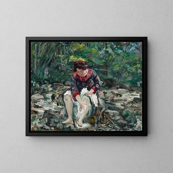 Girl in the Stream - Lovis Corinth — framed artwork on a wall
