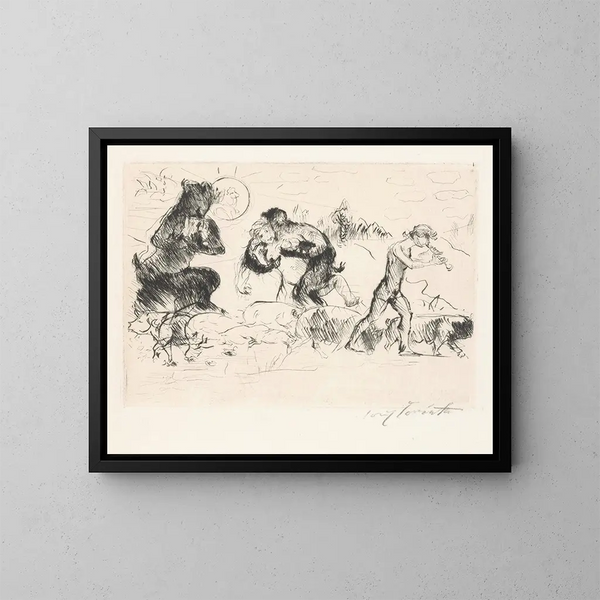 Satyres, une nymphe, un faune et une portée de porcs - Lovis Corinth — framed artwork on a wall