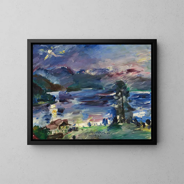 Lake Walchensee at Moonrise - Lovis Corinth — framed artwork on a wall
