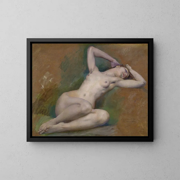 Estudio para la figura de la Primavera en el Lopra Comique de París - Luc-Olivier Merson — cuadro enmarcado en la pared