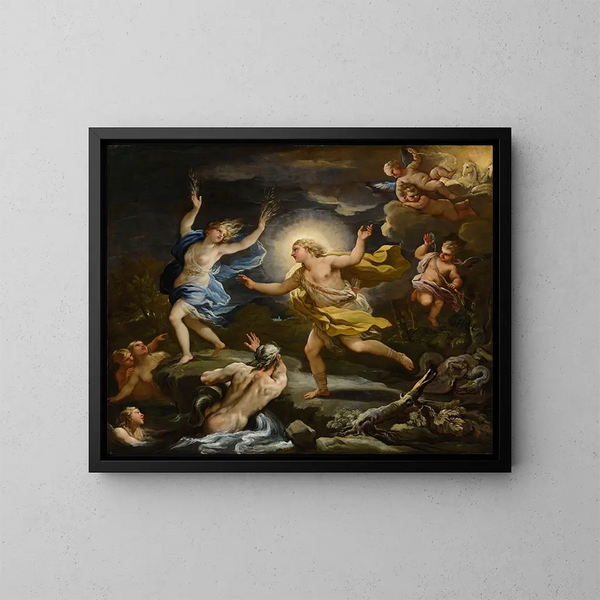 Apollon et Daphné - Luca Giordano — framed artwork on a wall