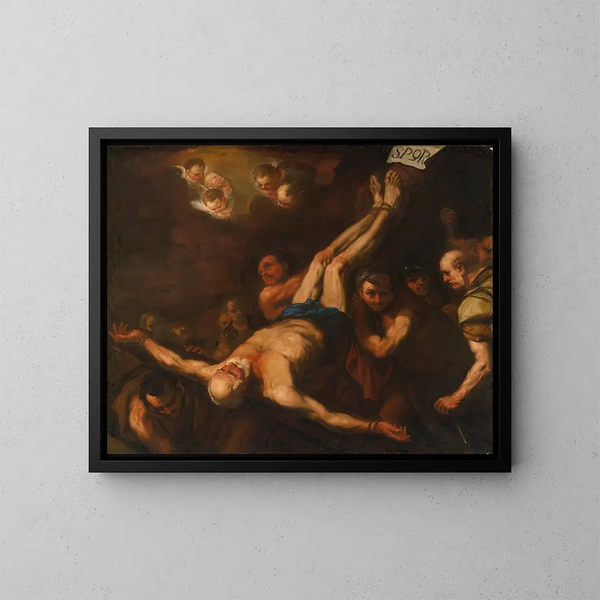 Crucifixion of Saint Peter - Luca Giordano — framed artwork on a wall