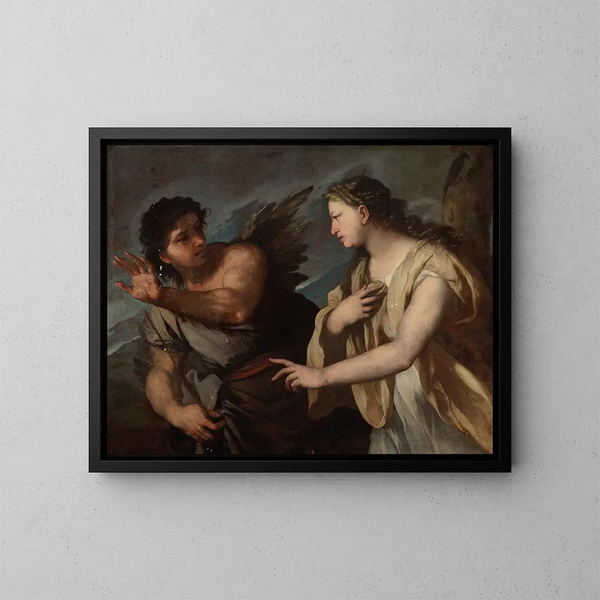 Picus y Circe - Luca Giordano — cuadro enmarcado en la pared