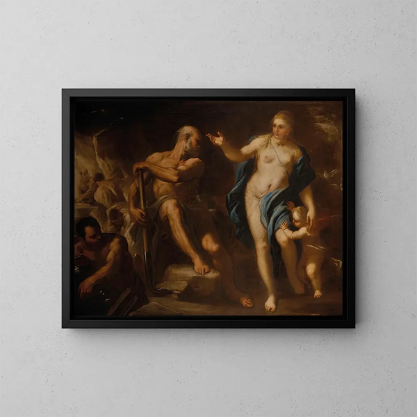Venus en la fragua de Vulcano - Luca Giordano — cuadro enmarcado en la pared