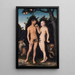 Adam and Eve in Paradise The Fall - Lucas Cranach the Elder — framed artwork on a wall