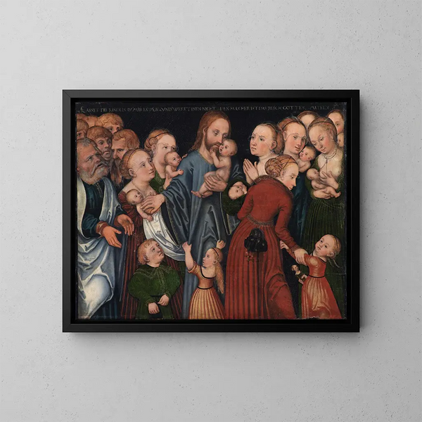 El Cristo bendiciendo a los niños - Lucas Cranach el Viejo — cuadro enmarcado en la pared