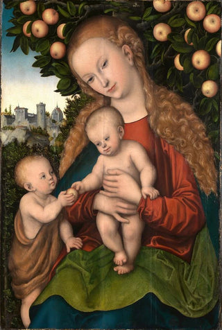 Lucas Cranach the Elder - Maria mit dem Kind und dem Johannesknaben unter dem Apfelbaum.webp