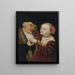 Los amantes mal emparejados - Lucas Cranach el Joven — cuadro enmarcado en la pared