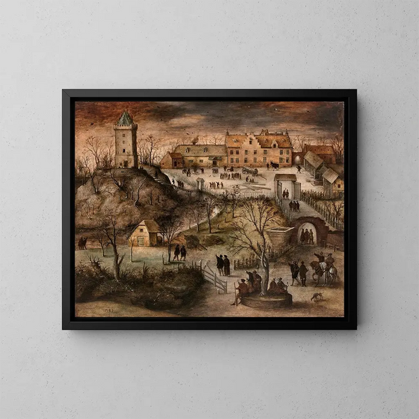 Lugar fuerte en un paisaje de invierno - Lucas Gassel — cuadro enmarcado en la pared