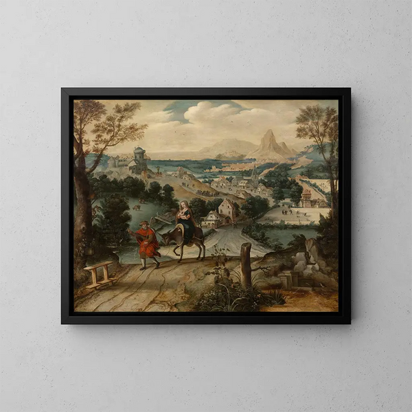 La Fuga a Egipto - Lucas Gassel — cuadro enmarcado en la pared