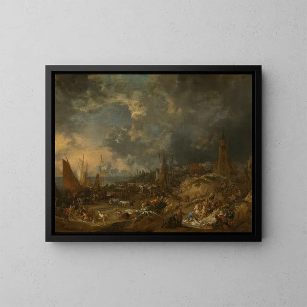 La Playa en Scheveningen - Lucas Smout el Joven — cuadro enmarcado en la pared