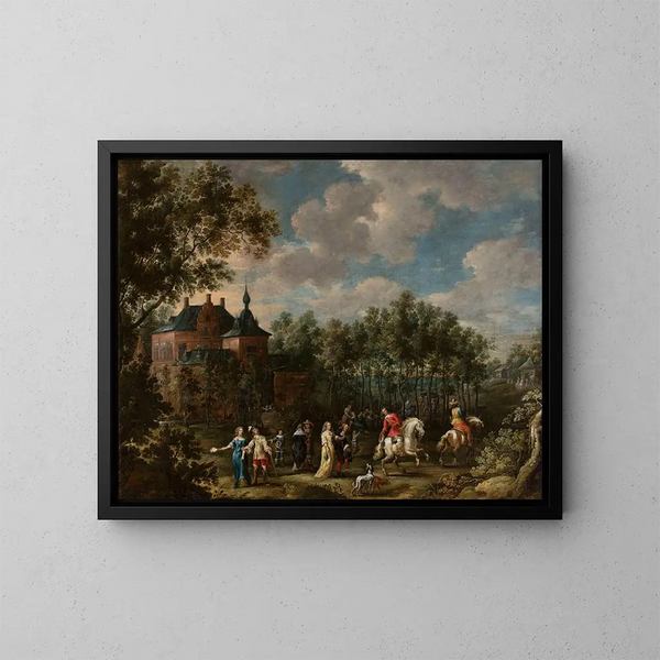 Scene in a Park - Lucas van Uden — framed artwork on a wall