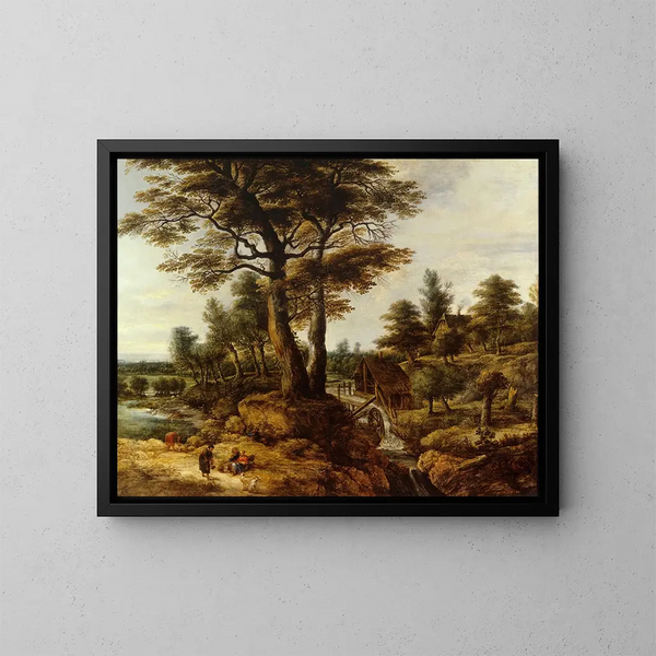 Watermill Painting - Lucas van Uden — framed artwork on a wall