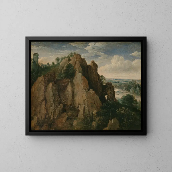 Mountain Landscape Painting - Lucas van Valckenborch — framed artwork on a wall