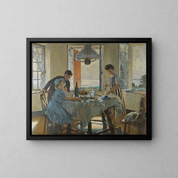 El Desayuno - Lucien Simon — cuadro enmarcado en la pared