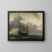 the warship De Jacob at anchor - Ludolf Bakhuizen — framed artwork on a wall