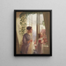 interior con madre e hija en la ventana - Ludvig August Smith — cuadro enmarcado en la pared