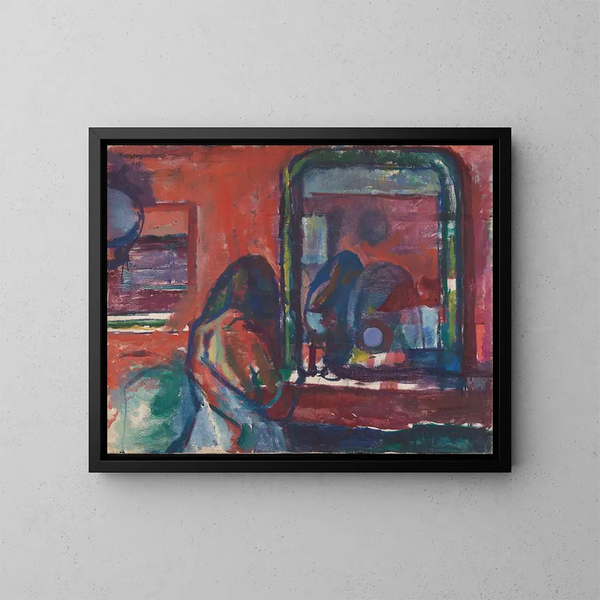 Frente al espejo - Ludvig Karsten — cuadro enmarcado en la pared