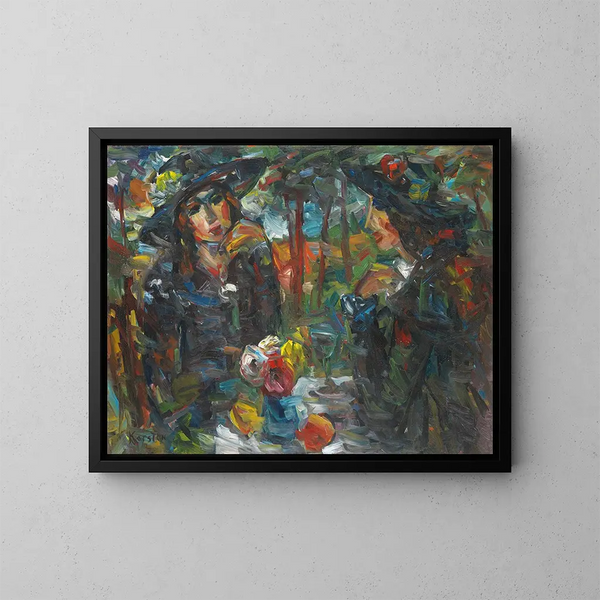 Dos mujeres en la mesa - Ludvig Karsten — cuadro enmarcado en la pared