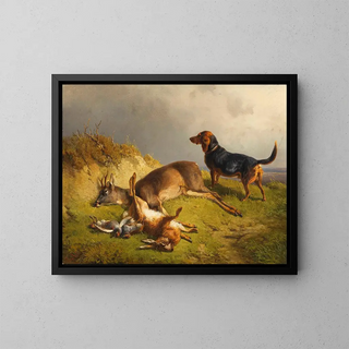 Ludwig Gustav Voltz - Erlegtes Wild und Jagdhund.webp