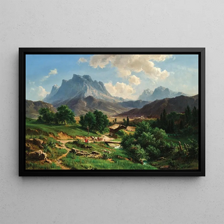 Ludwig Halauska - A Landscape with a Mountain Lake.webp