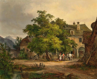 Ludwig Halauska - An Encounter by the Fountain.webp
