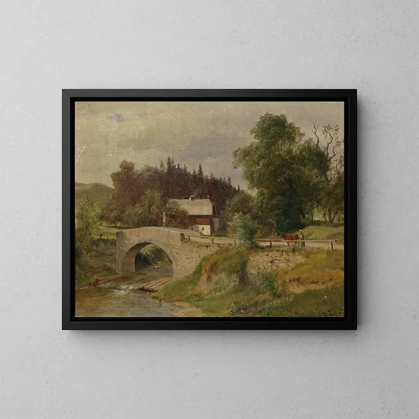 Maison de paysan au bord de la pierre - Ludwig Halauska — framed artwork on a wall