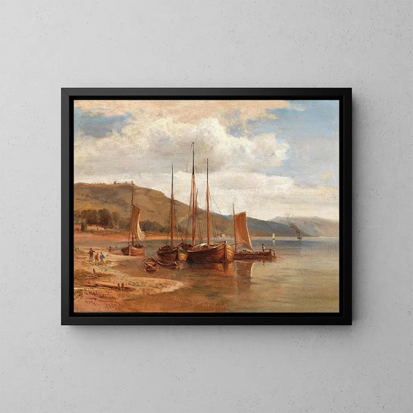 Rive du Rhin près de Lorch - Ludwig Halauska — framed artwork on a wall