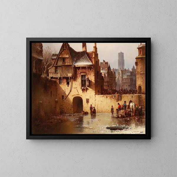 Vista de una ciudad en invierno - Ludwig Hermann — cuadro enmarcado en la pared