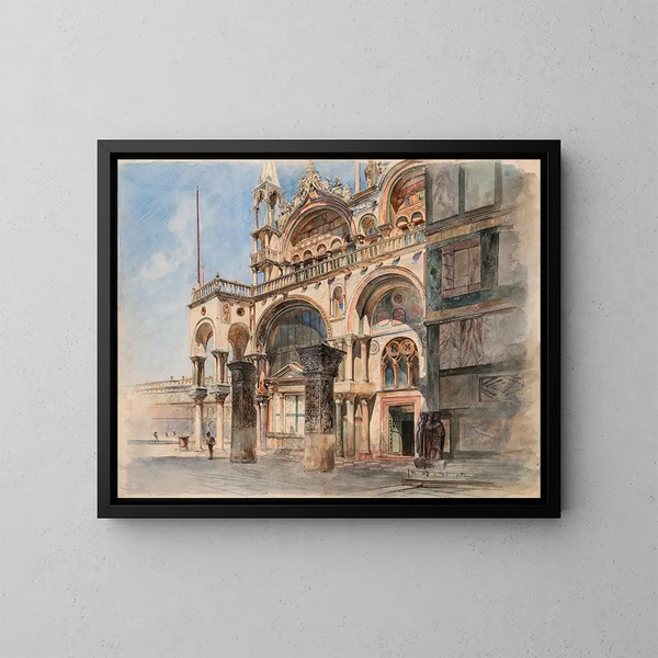 La basílica de San Marcos en Venecia - Ludwig Johann Passini — cuadro enmarcado en la pared