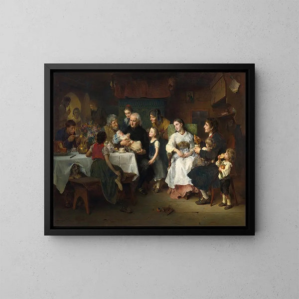 El bautismo - Ludwig Knaus — cuadro enmarcado en la pared