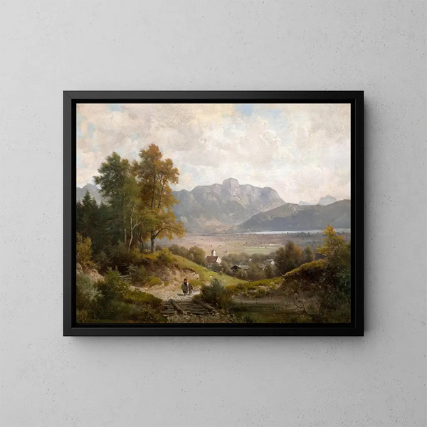 Vista del lago de Kochel y el Jochberg - Ludwig Sckell — cuadro enmarcado en la pared