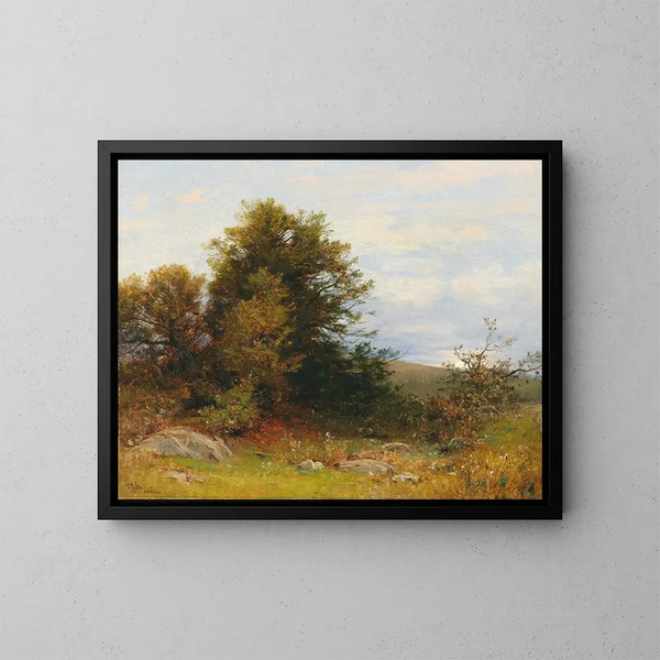 Bord de pradera con la luna creciente - Ludwig Willroider — cuadro enmarcado en la pared