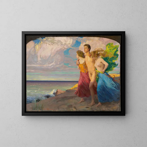Tempestad de primavera - Ludwig von Hofmann — cuadro enmarcado en la pared