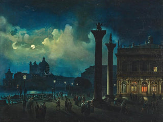 Luigi Bartezago - Venice a view of Santa Maria Salute in moonlight.webp