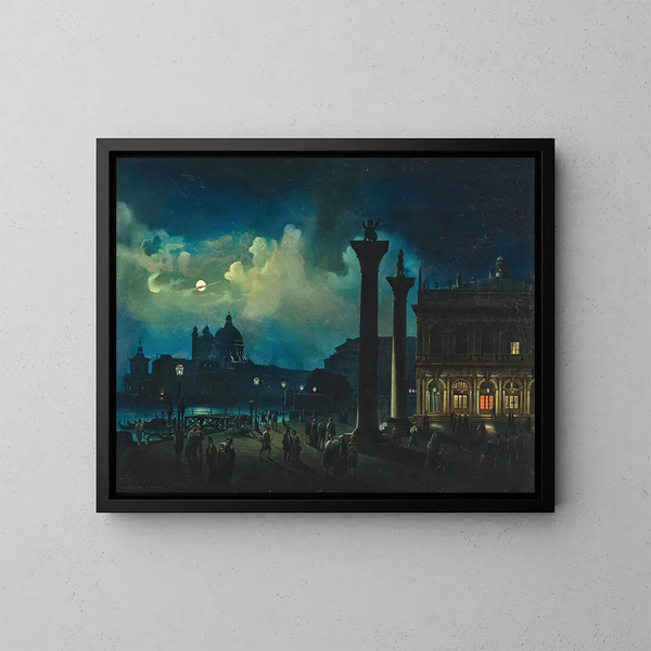 Venecia, vista de Santa Maria Salute a la luz de la luna - Luigi Bartezago — cuadro enmarcado en la pared