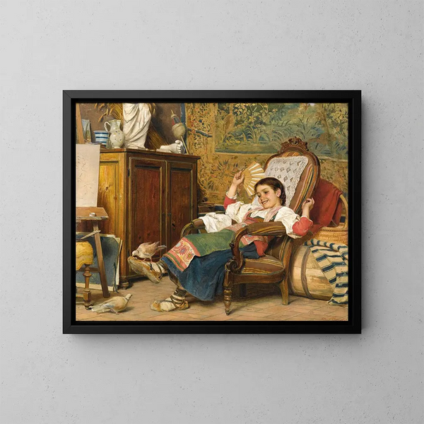 Los palomos de casa - Luigi Bechi — cuadro enmarcado en la pared