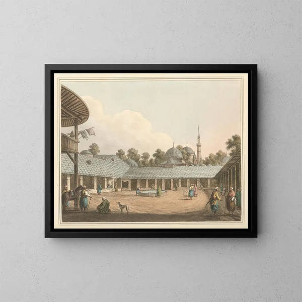 Caravansérail en Borgas - Luigi Mayer — cuadro enmarcado en la pared