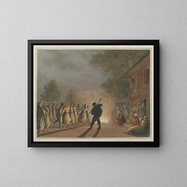 Danza de los campesinos búlgaros - Luigi Mayer — cuadro enmarcado en la pared