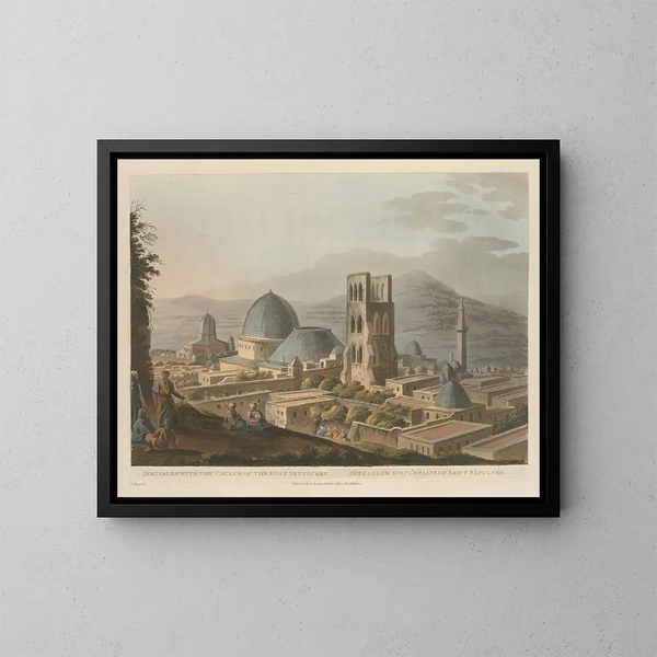 Jerusalén con la Iglesia del Santo Sepulcro - Luigi Mayer — cuadro enmarcado en la pared