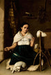 Mujer hilando - Luis Cadena — vista de la obra