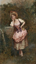 elegante en vestido rosa - Luis de Madrazo y Kuntz — vista de la obra